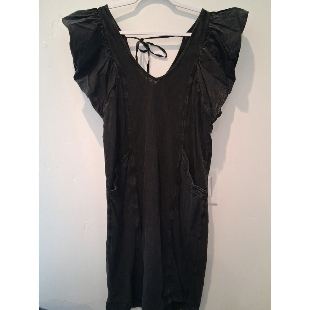 Daily Practice Anthropologie Malibu Creek Dress Cotton Ruffle Black measures Med